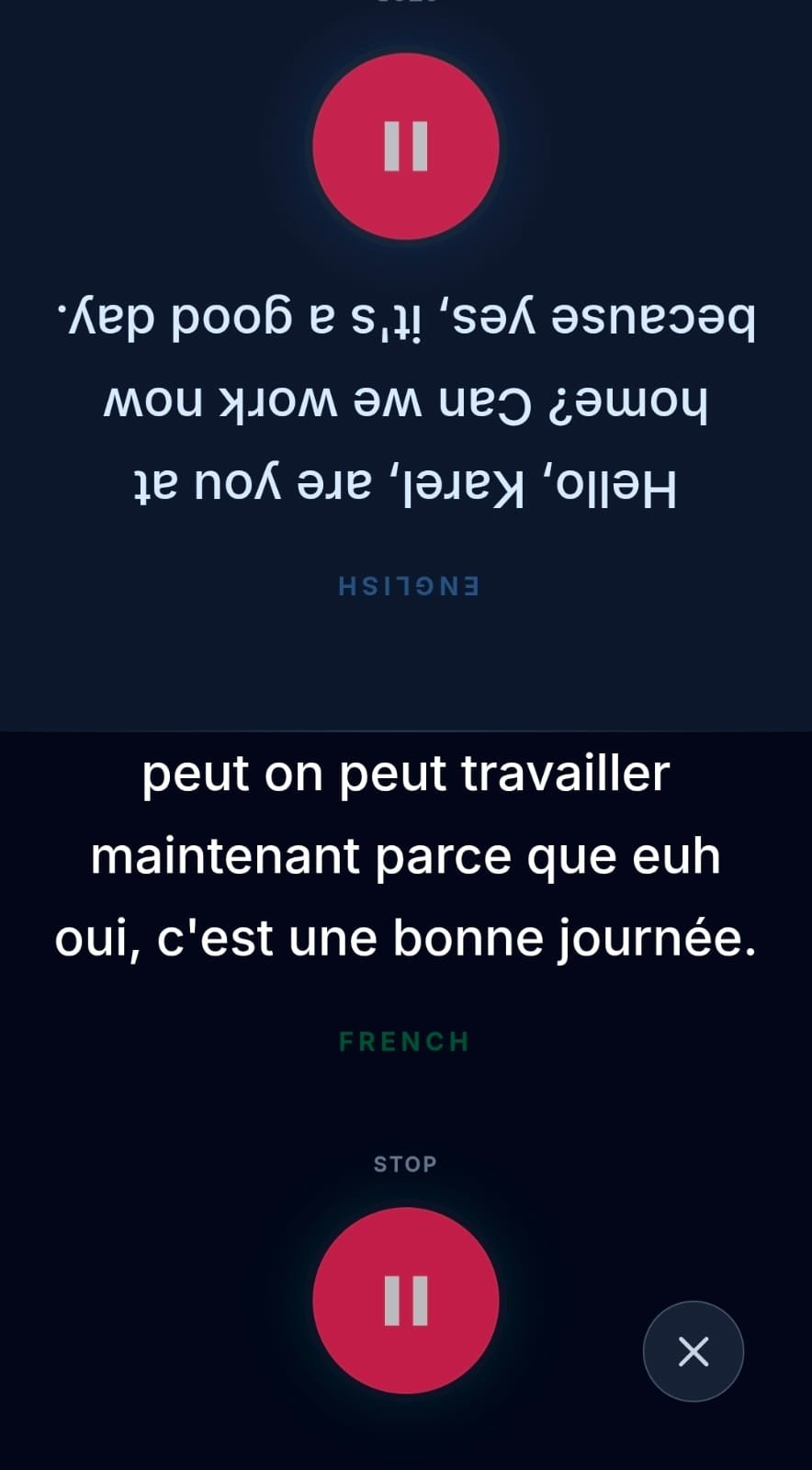 PolyglotDuo App - Face-to-Face Modus